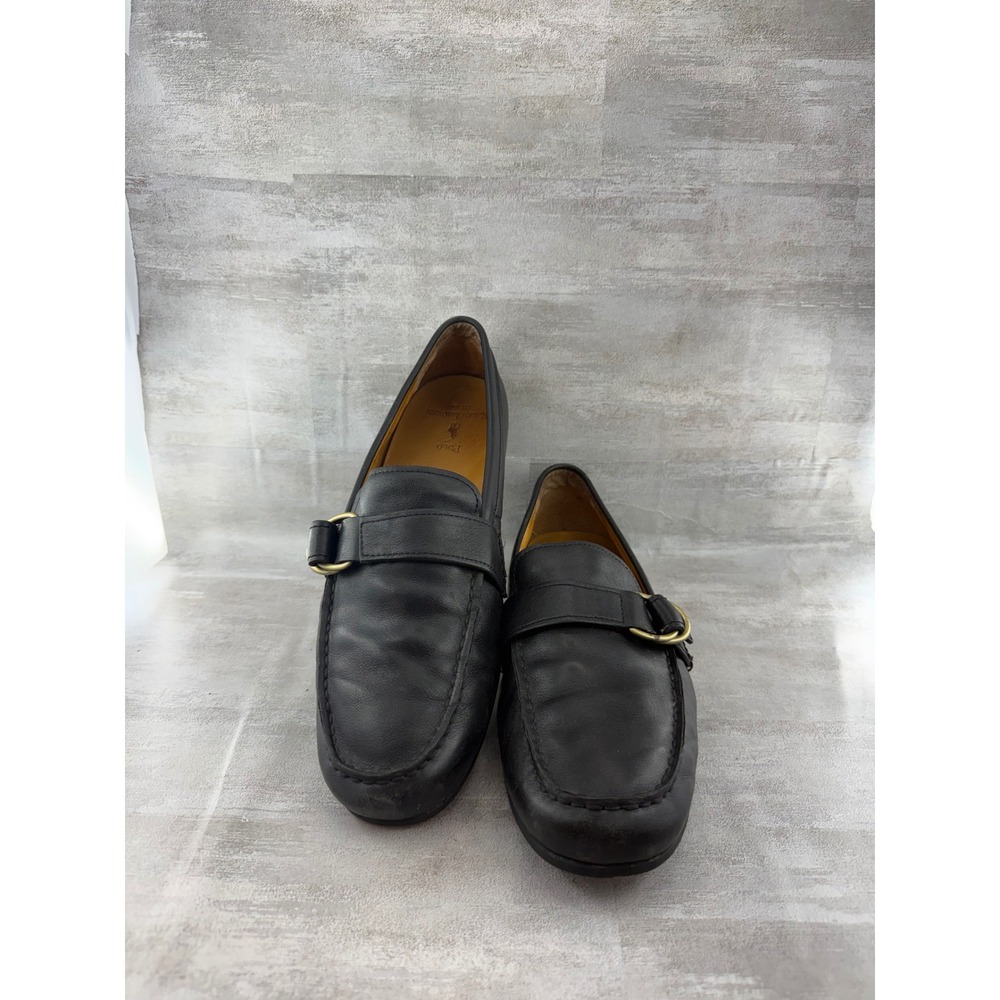 Polo Ralph Lauren Alante Black Leather Buckle Loafers Men Sz 10.5D Driving Shoes